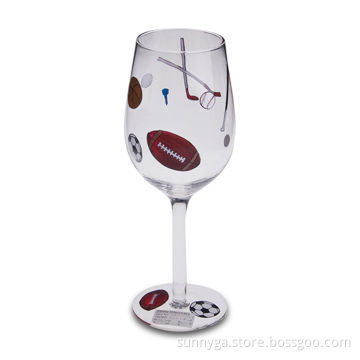 Hand Painting Wine Glass for 420mL Capacity, 227mm Height and 84mm Maximum Diameter